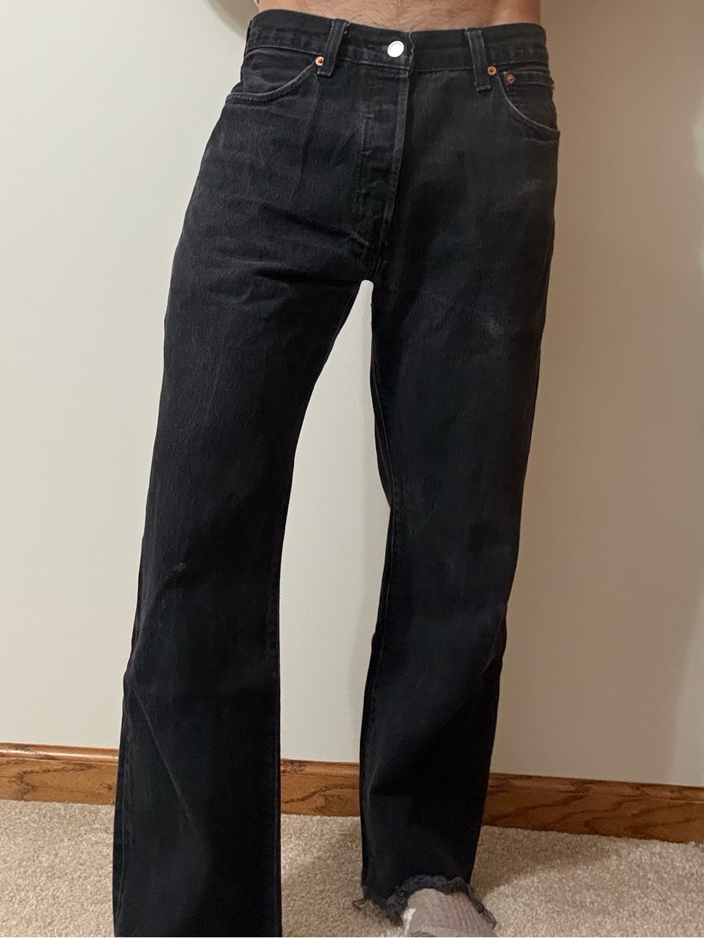 Vintage Levi’s 501 black denim barrel jeans - 34x30